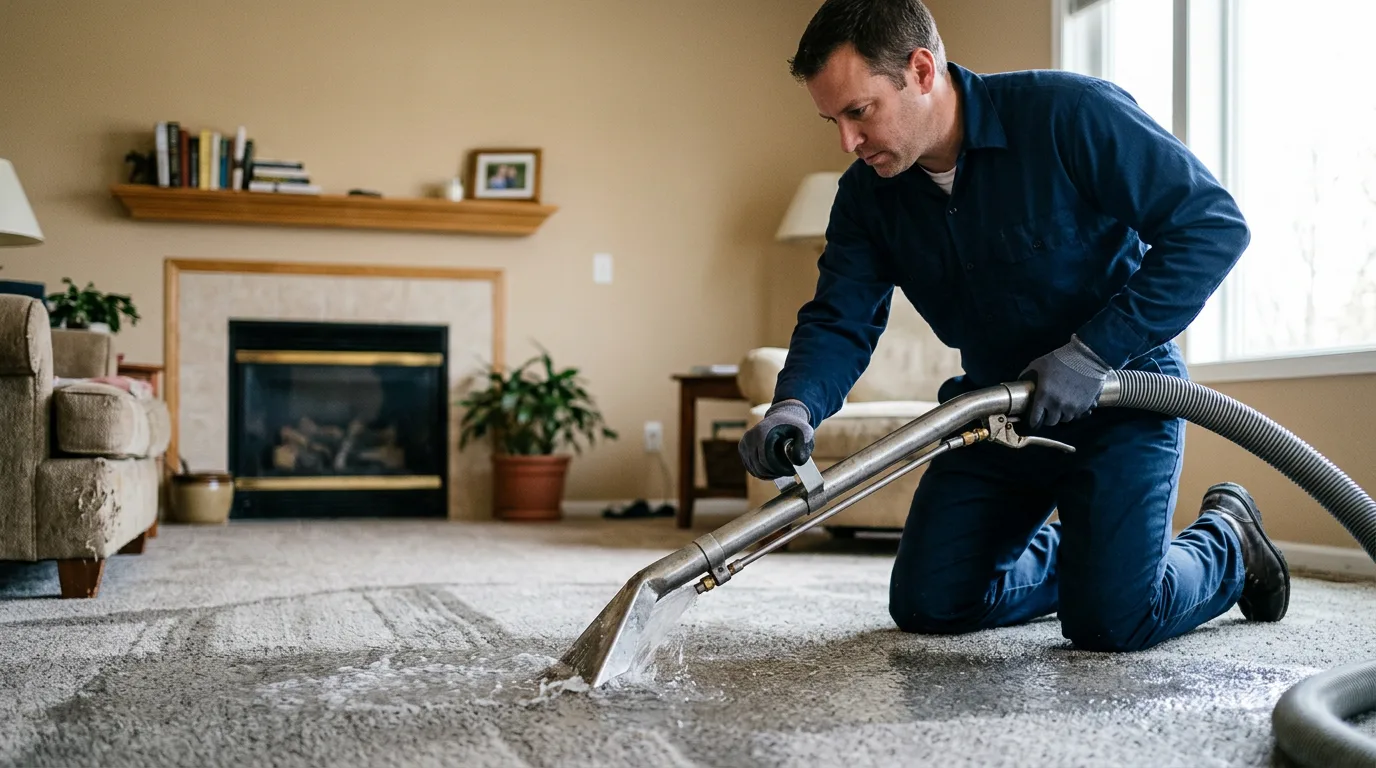 Water damage restoration technician working near Raleigh, WV